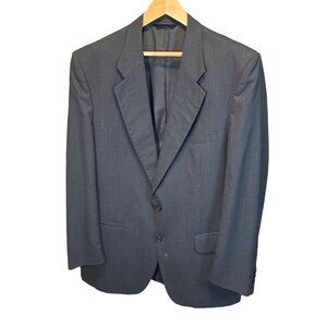 Burberry's Wool Suit Jacket Charcoal Gray 2 Button Notch Lapel Size 42R FLAWED